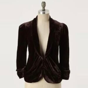 Anthropologie Elevenses Cyclorama Drape Velvet Blazer Jacket size 0